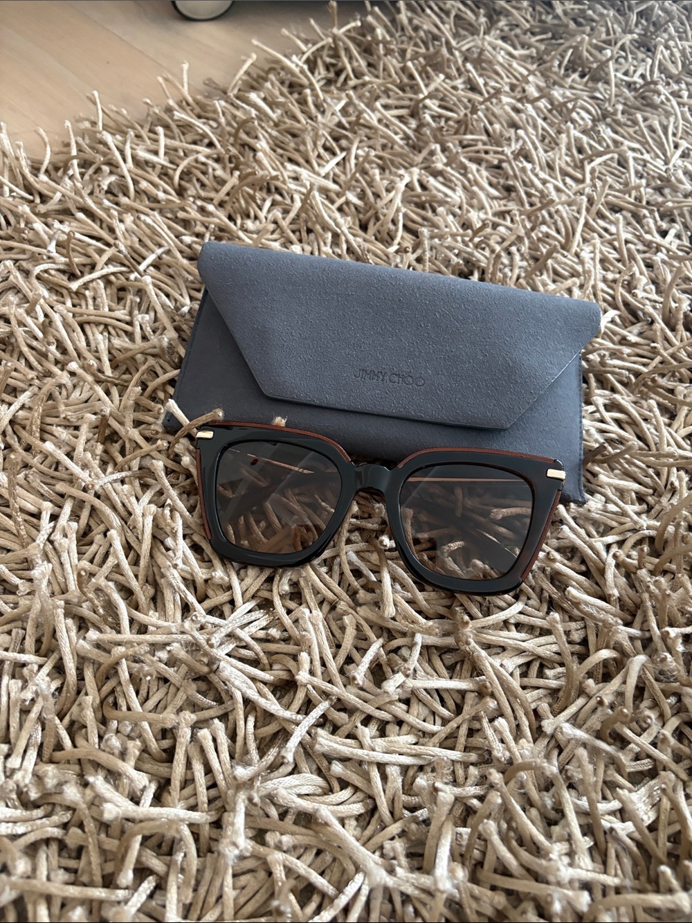Jimmy Choo Black and Brown Square Sunglasses
